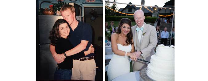 Lauren and Matthew, circa 2001 and The Newtons, May 3, 2014.