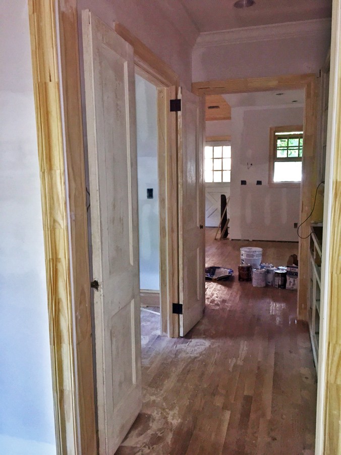 A view of the doors when they're open -- they fit perfectly and lay flat against the walls, so they don't block the butler's pantry pass-through.