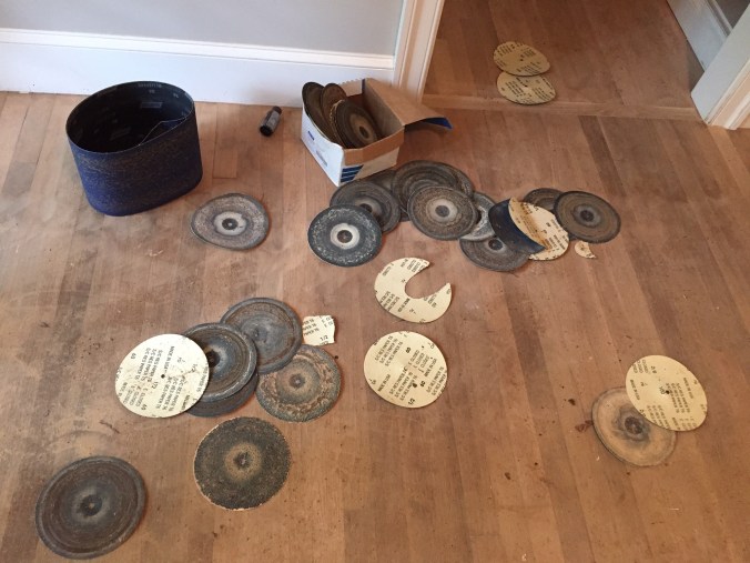 All the noble sanding pads sacrificed to make our floors look good as new! 